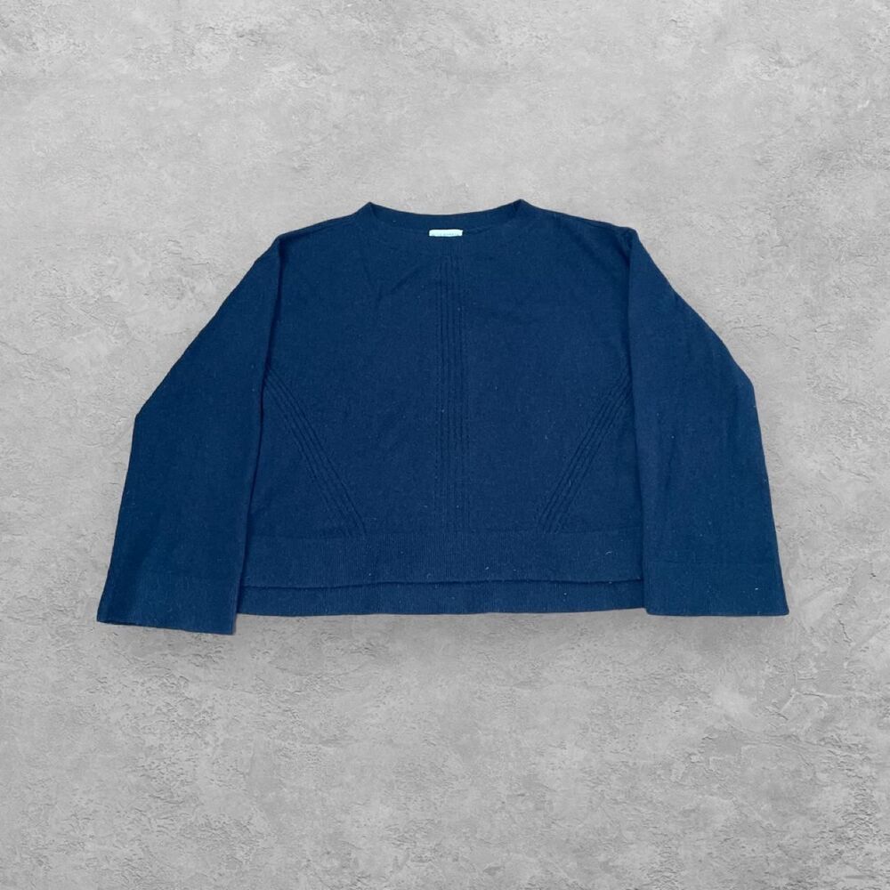 Club Monaco 100% Cashmere Crewneck Sweater Navy Blue XS Quiet Luxury
